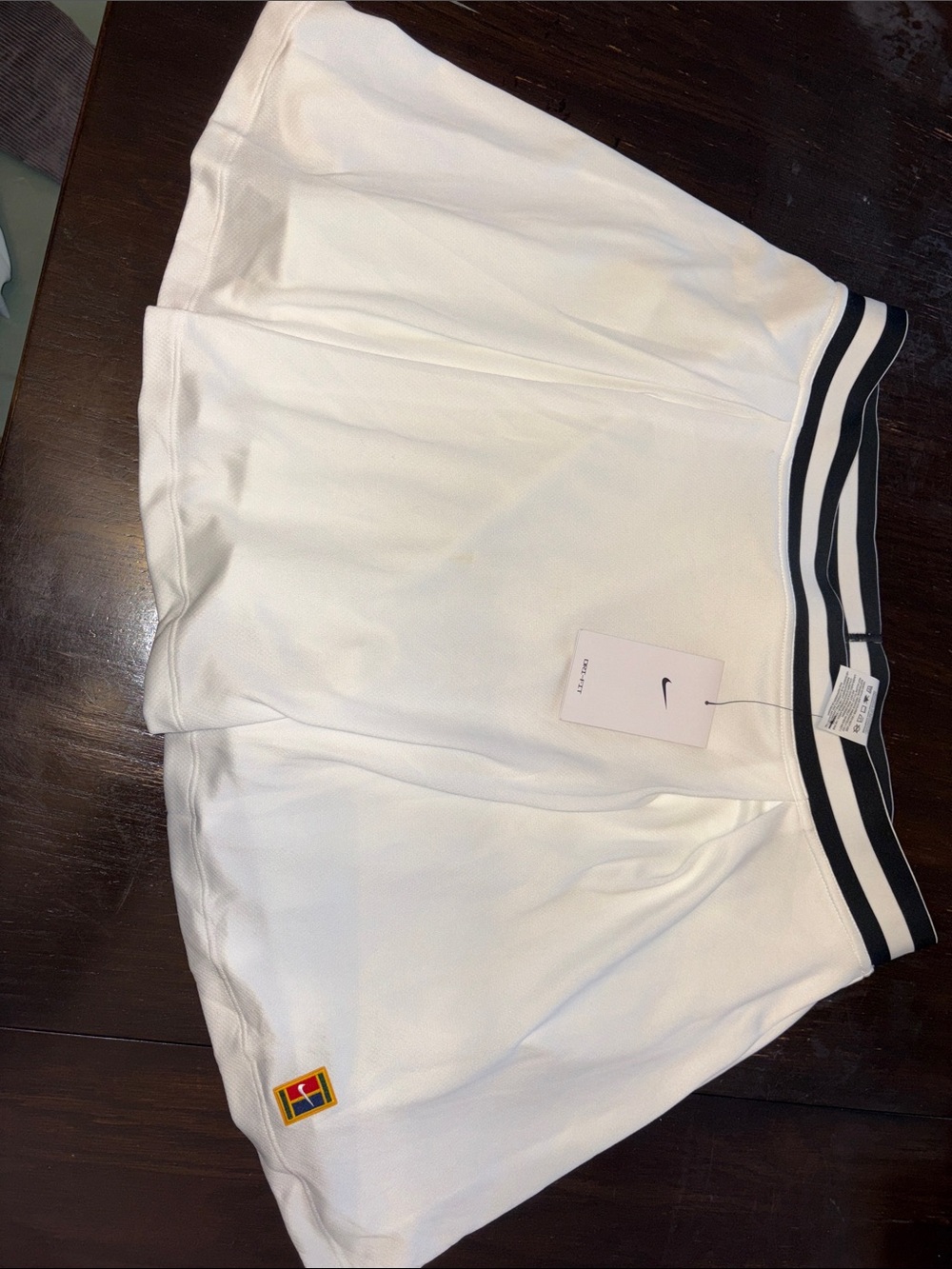 Nike White Athletic Skirt with Black Striped Waistband